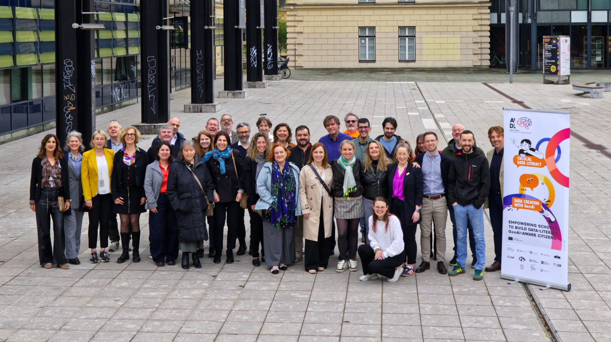 Group photo of people at AIDL consortium meeting in Ljubljana